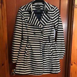 SOLD Express Small Petite Navy&White Trench Coat